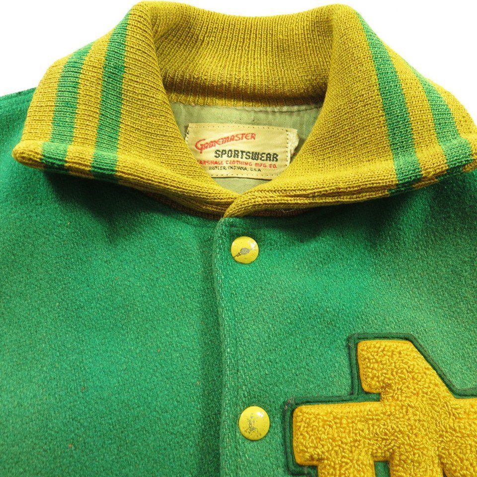 Vintage 50's 60's Letterman Jacket Green Size 38 Varsity Football Track &  Field