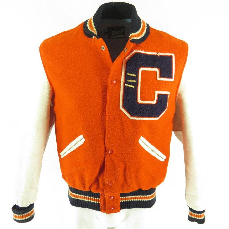 Vintage 60s Varsity Letterman Jacket Mens 40 Wool Leather Whiting Two ...