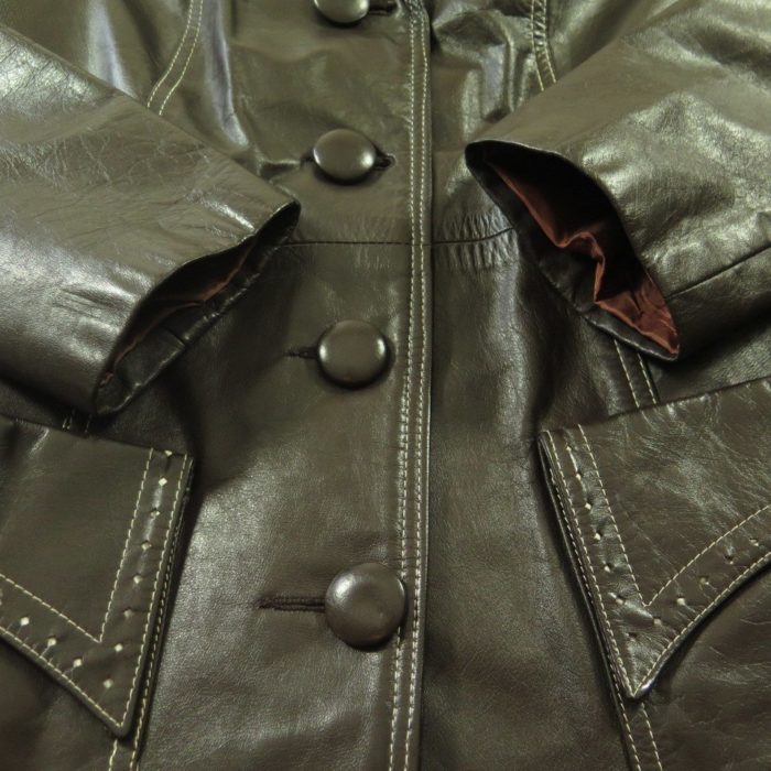 Vintage 70s Leather Coat Jacket Womens 12 Wide Collar Brown Soft | The ...