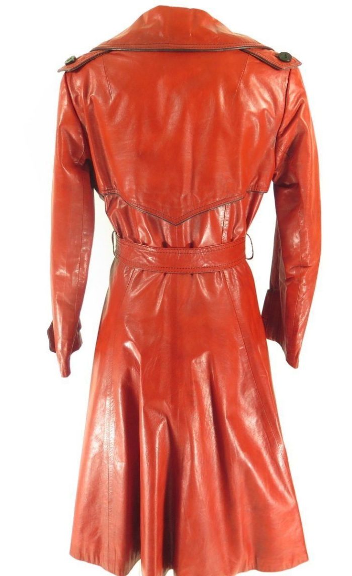 Womens-leather-red-belted-trench-coat-overcoat-H33I-5