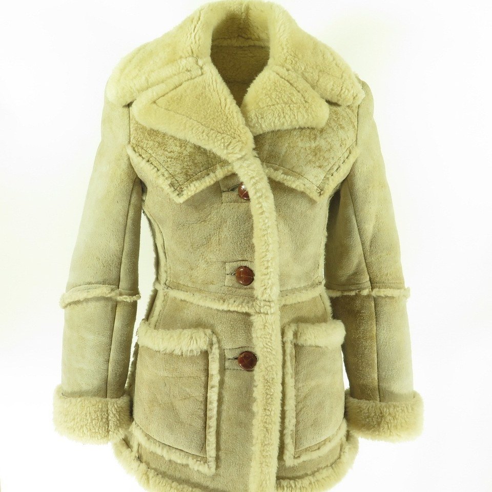 Vintage American Sheepherder Sheepskin Shearling Coat Womens 10