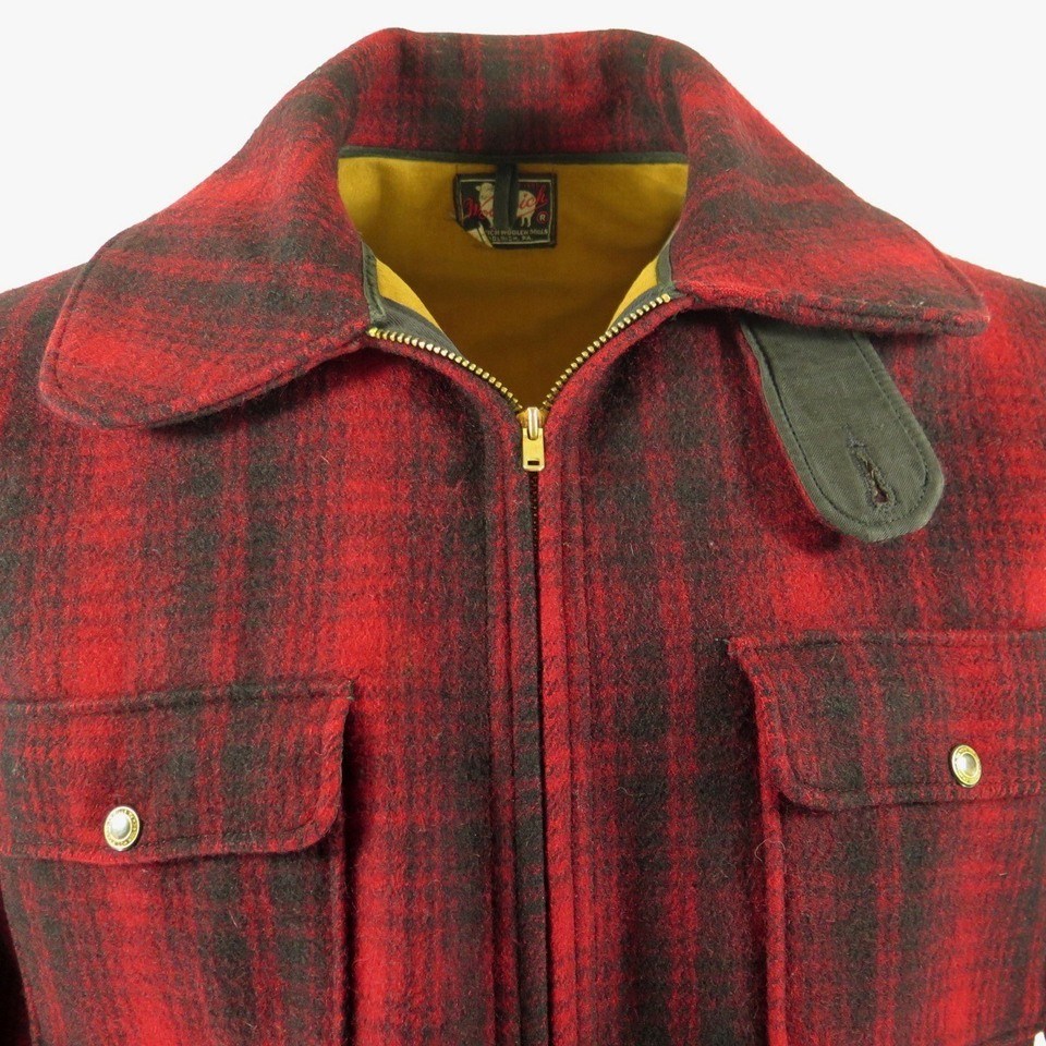 Vintage 50s Woolrich Hunting Jacket Men 42 Shadow Plaid Wool