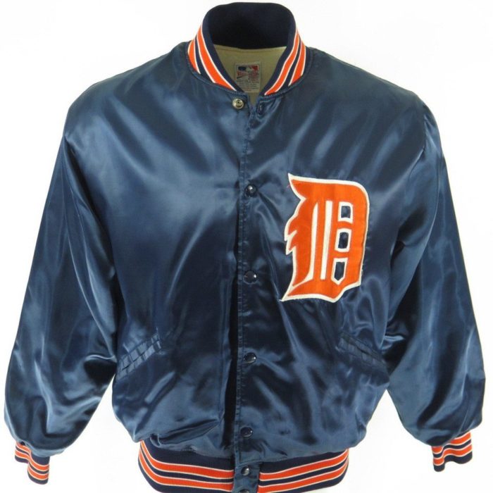 Vintage 70s Detroit Tigers Jacket L Felco Union Made MLB Baseball Satin