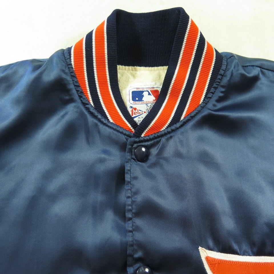 Vintage 70s Detroit Tigers Jacket L Felco Union Made MLB Baseball Satin ...