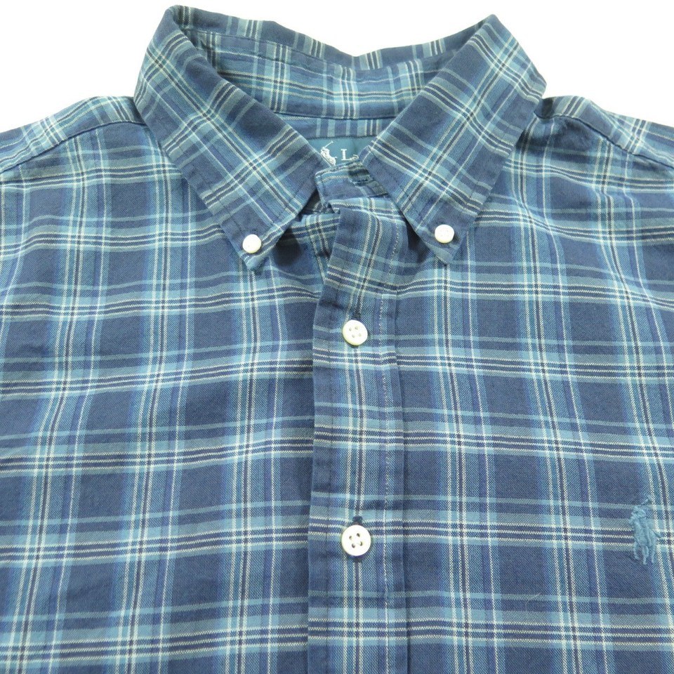 Polo Ralph Lauren Shirt Mens L Classic Fit Blue Plaid New With 