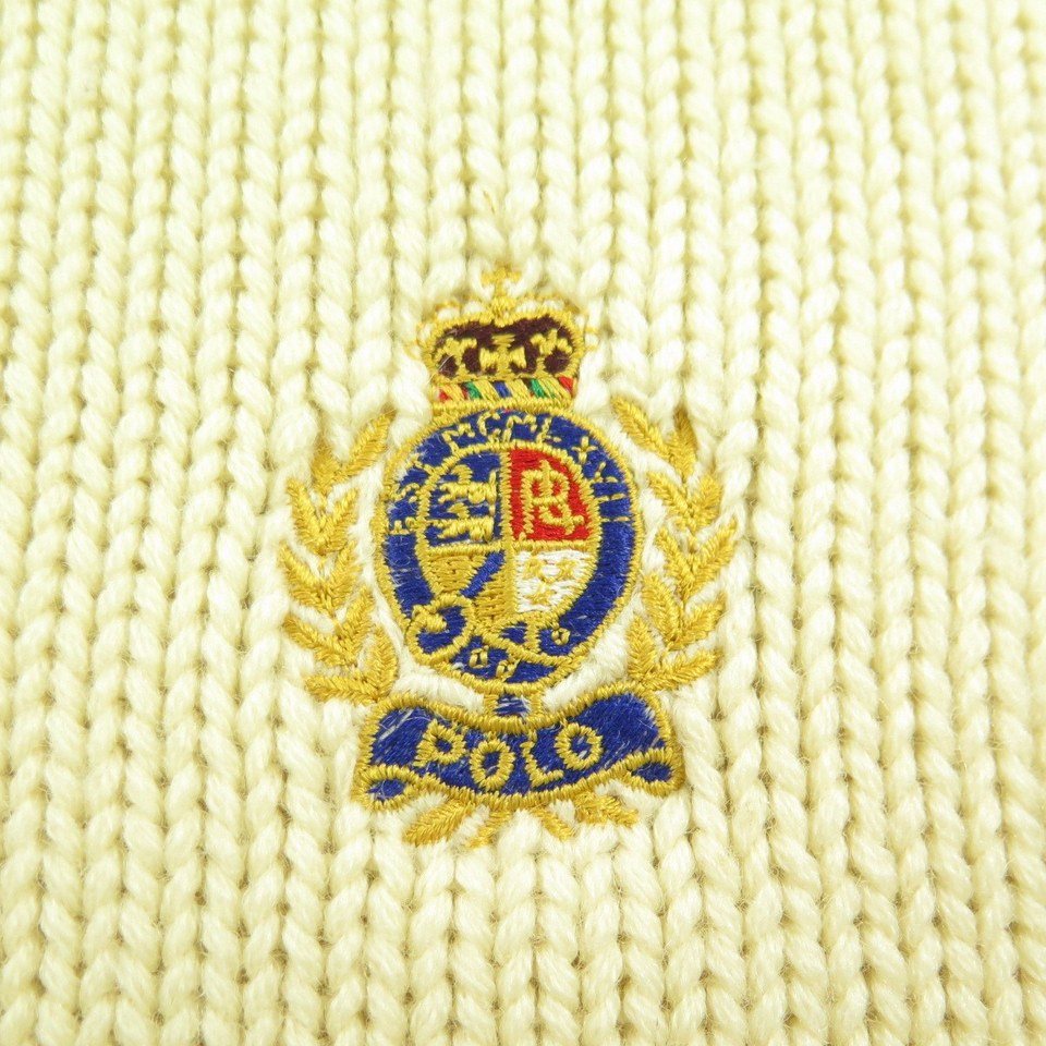 Vintage 90s Polo Ralph Lauren Sweater Mens XL Embroidered Crest Wool Patch  | The Clothing Vault