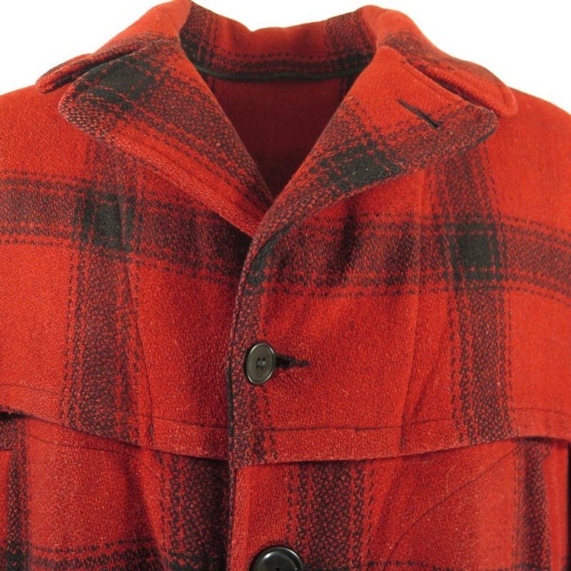 Vintage 30s Wool Hunting Jacket Coat 46 D Pockets Red Black Plaid ...