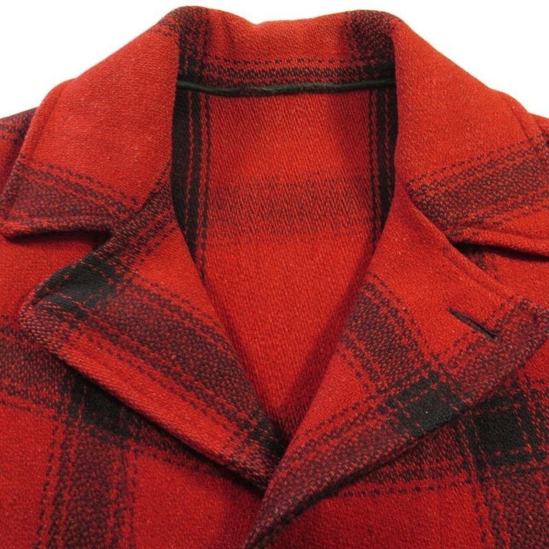 Vintage 30s Wool Hunting Jacket Coat 46 D Pockets Red Black Plaid ...