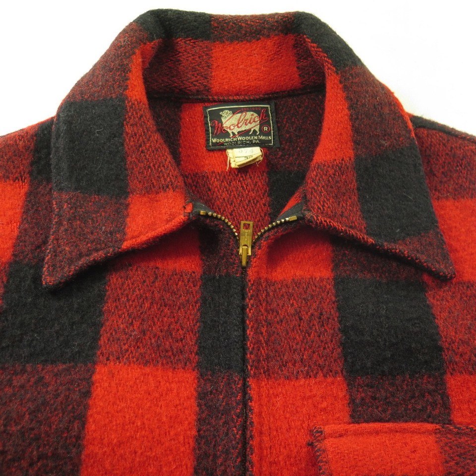 Vintage 40s Woolrich Jacket Mens 38 Buffalo Plaid D Pockets Talon Zip ...