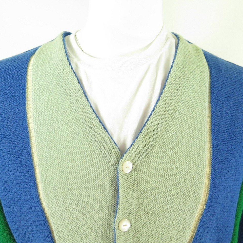 Vintage 60s Rockabilly Cardigan Sweater Mens 40 Alpaca Wool