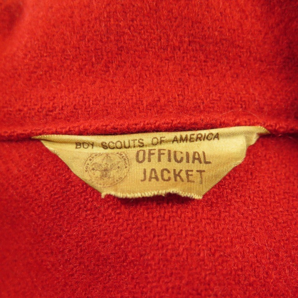 Vintage 60s Boy Scouts Wool Shirt Jacket Mens 42 Red Wool