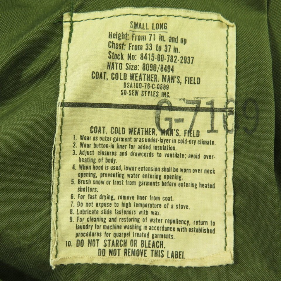 Vintage 70s M-65 Field Jacket S Long US Air Force Fighter