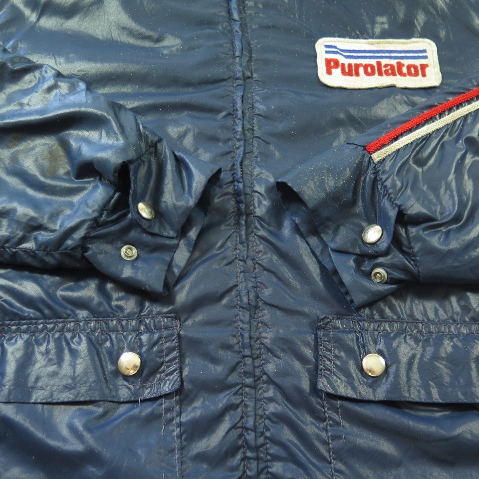 Vintage 70s Purolator Racing Team Jacket M Insulated Patches Stripes | The  Clothing Vault