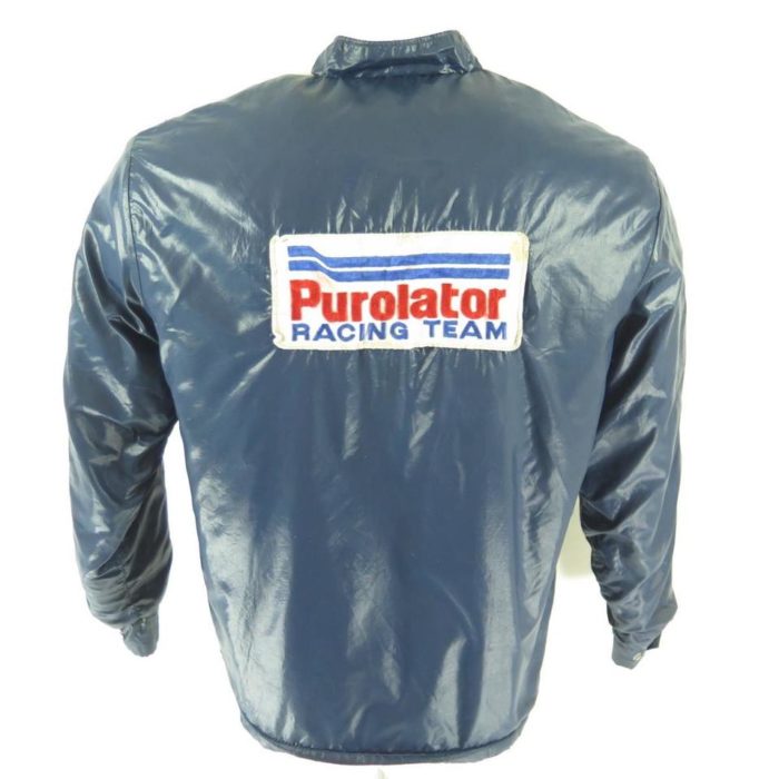 Vintage 70s Purolator Racing Team Jacket M Insulated Patches Stripes ...