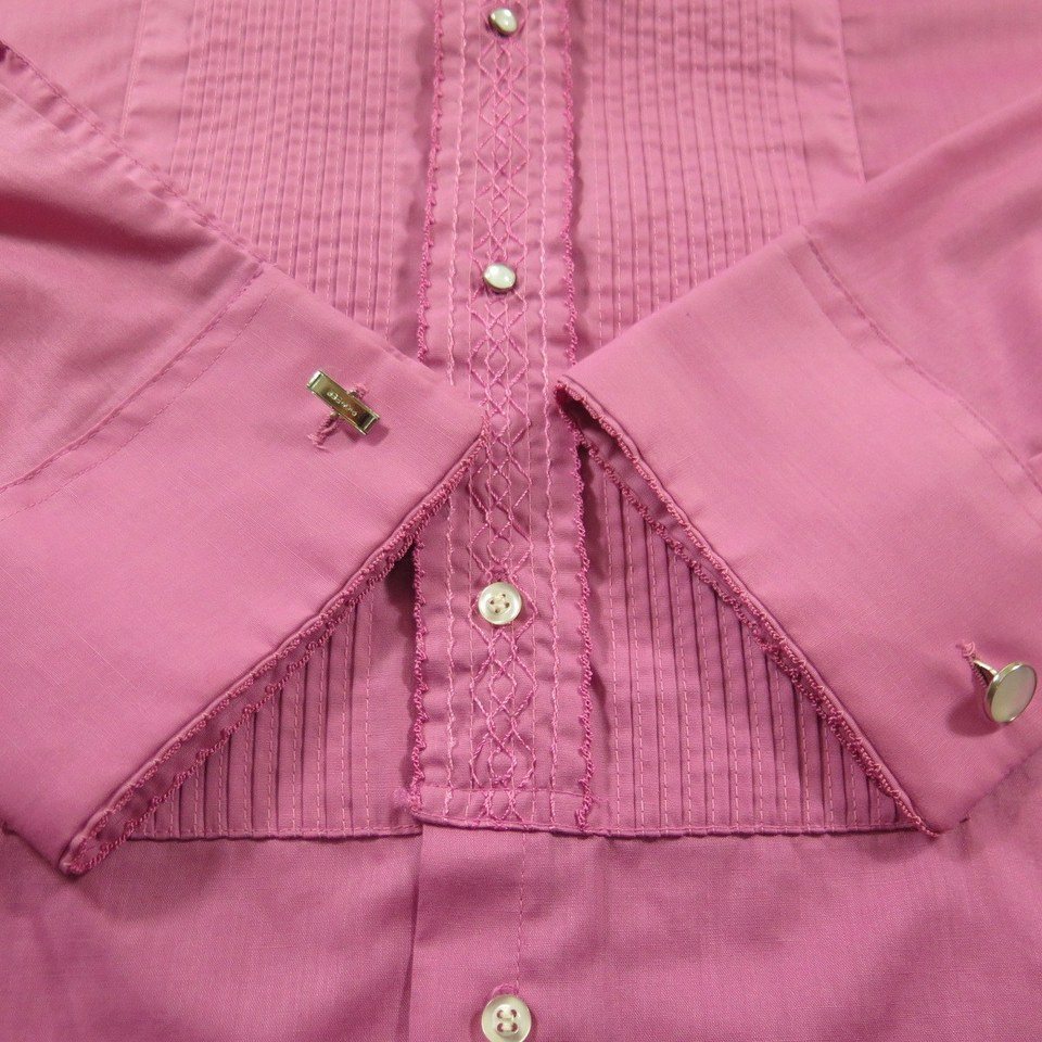 Vintage 70s Dress Shirt Mens 16 1/2 - 33 After Six Pink French Cuff ...