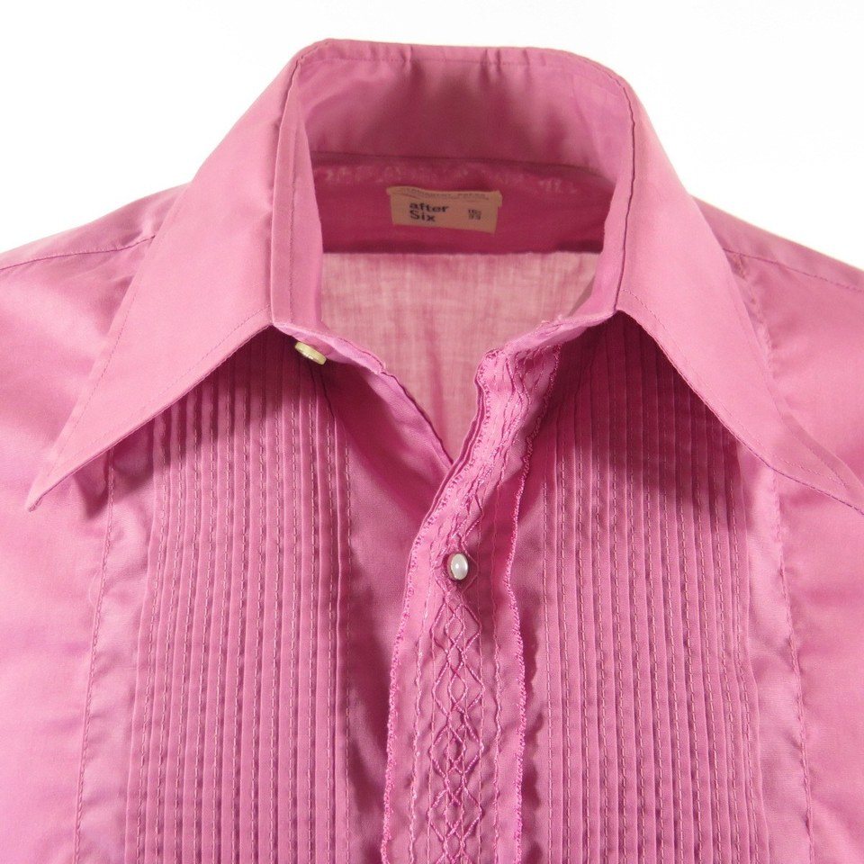 Vintage 70s Dress Shirt Mens 16 1/2 - 33 After Six Pink French Cuff ...