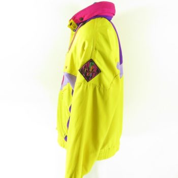Vintage 80s Nevica Ski Jacket Mens 40 Puffy Hooded Patches Yellow ...