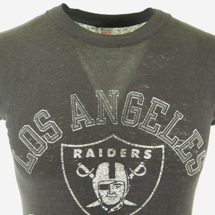 Vintage 80s Champion Los Angeles Raiders T-shirt Mens M Thin Black 50/50  NFL