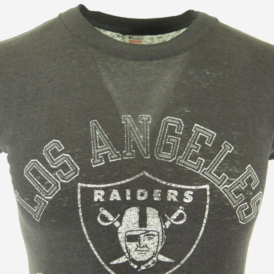 Vintage 80’s Mens X Large Logo 7 Los Angeles Raiders NFL 1/2 Sleeve T-Shirt