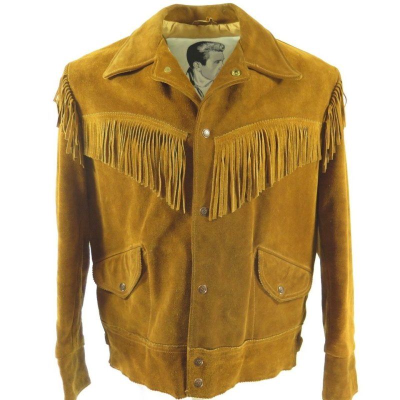 Vintage 80s James Dean Schott Leather Jacket Mens 46 Suede Fringed ...
