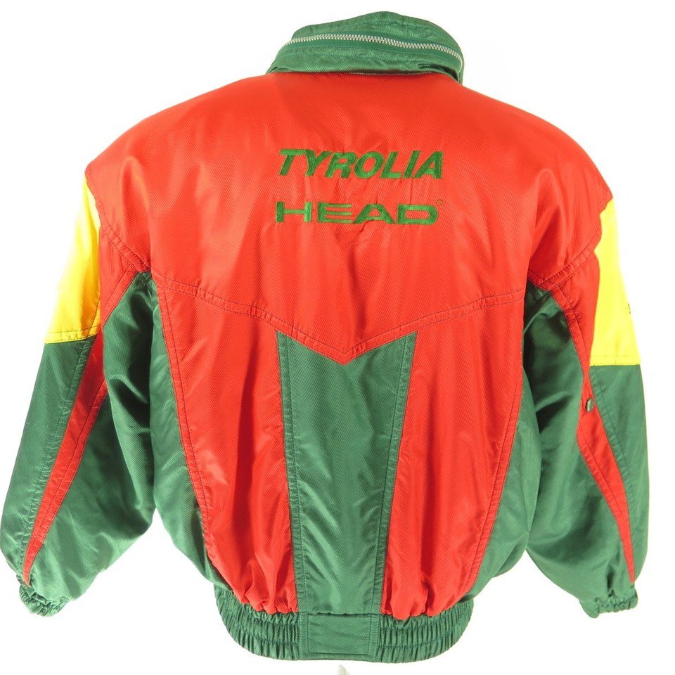 Vintage 80s Tyrolia Ski Jacket Mens 48 Head Patches Embroidery