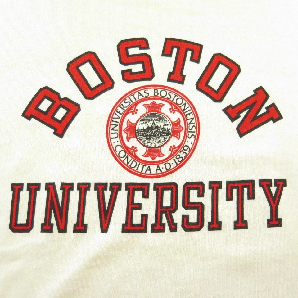 Vintage 1989 80's Boston University Red short sleeve T Shirt Mens L Large