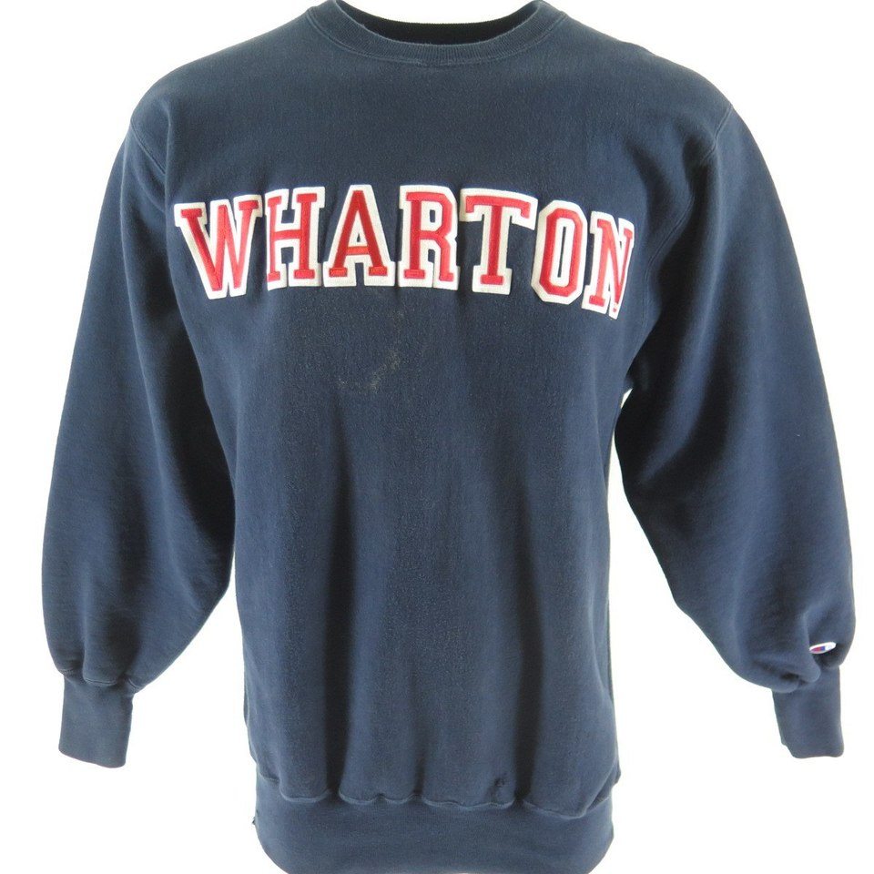 Vintage 80s Champion Wharton Sweatshirt Mens 2XL University