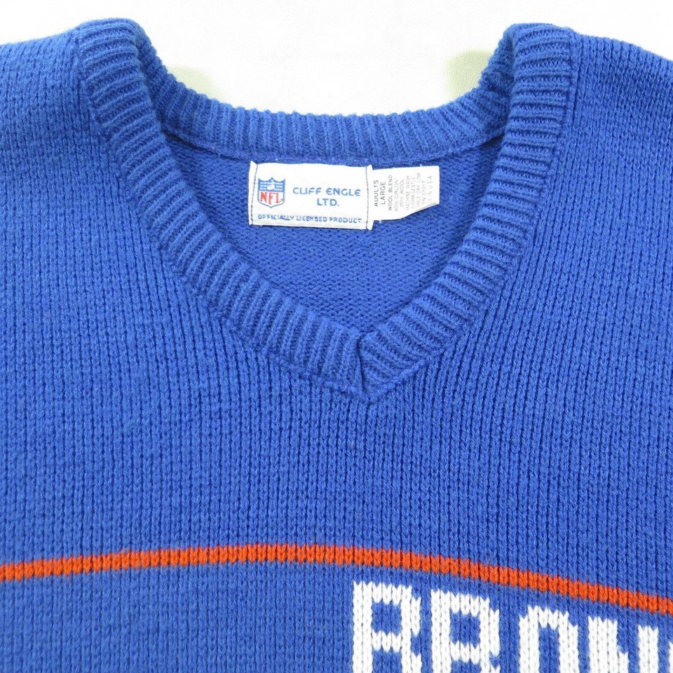 Vintage 80s Cliff Engle Denver Broncos Wool Blend Made USA Sweater Mens  XLarge