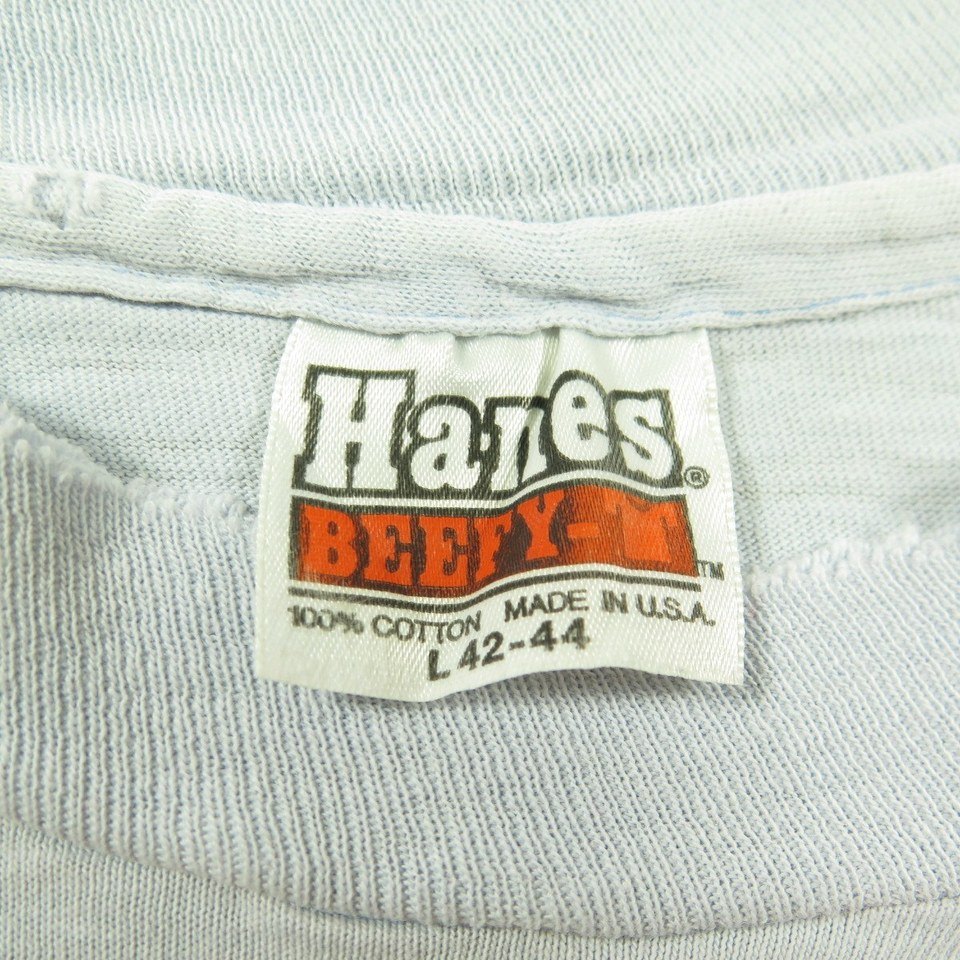 Vintage 80s Hanes T-shirt Mens L Chronic Kitty Beefy-T Cotton USA Made Cat  | The Clothing Vault