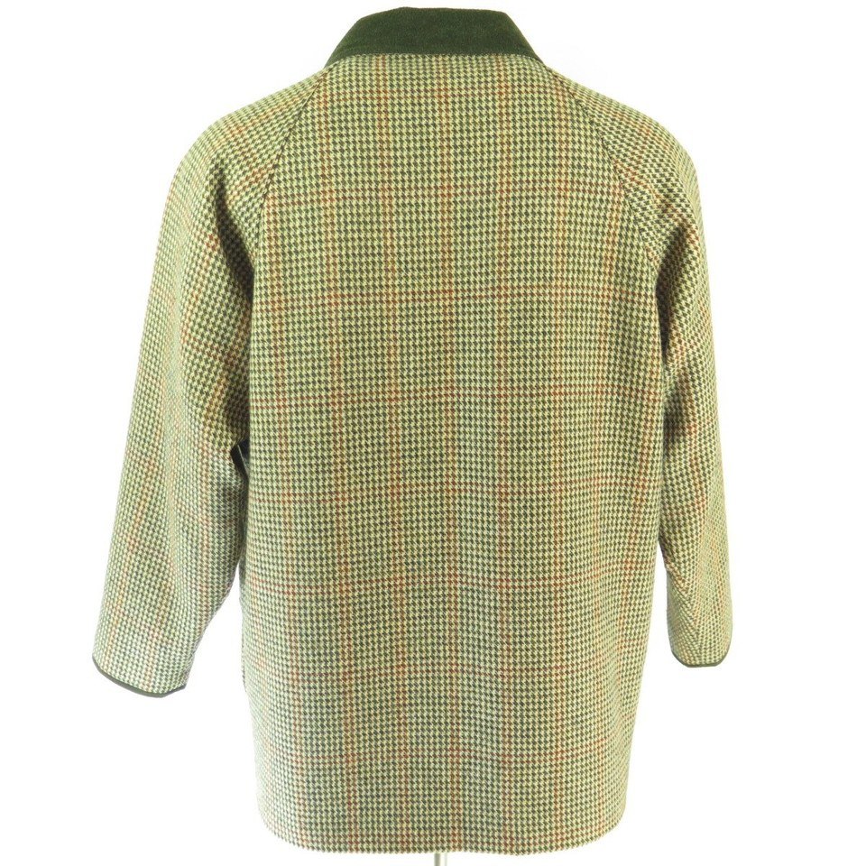 Vintage 80s Frank Hall Hunting Coat Mens L English Houndstooth Tweed ...