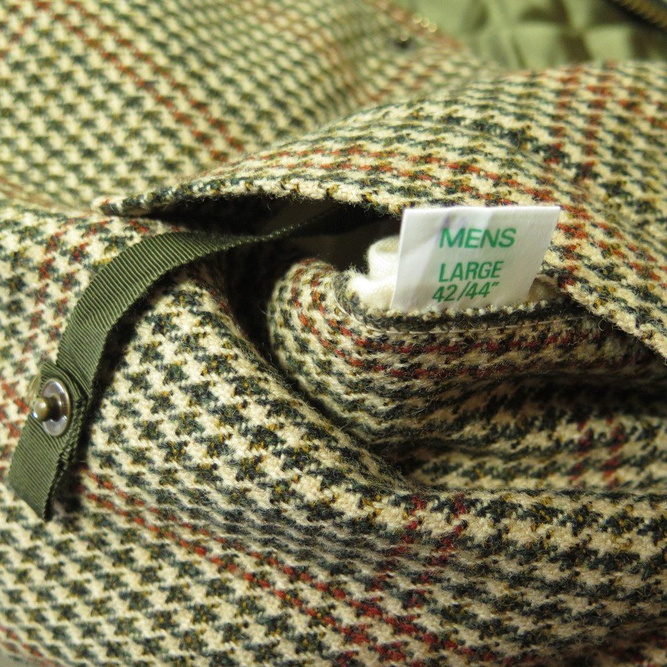 Vintage 80s Frank Hall Hunting Coat Mens L English Houndstooth Tweed ...