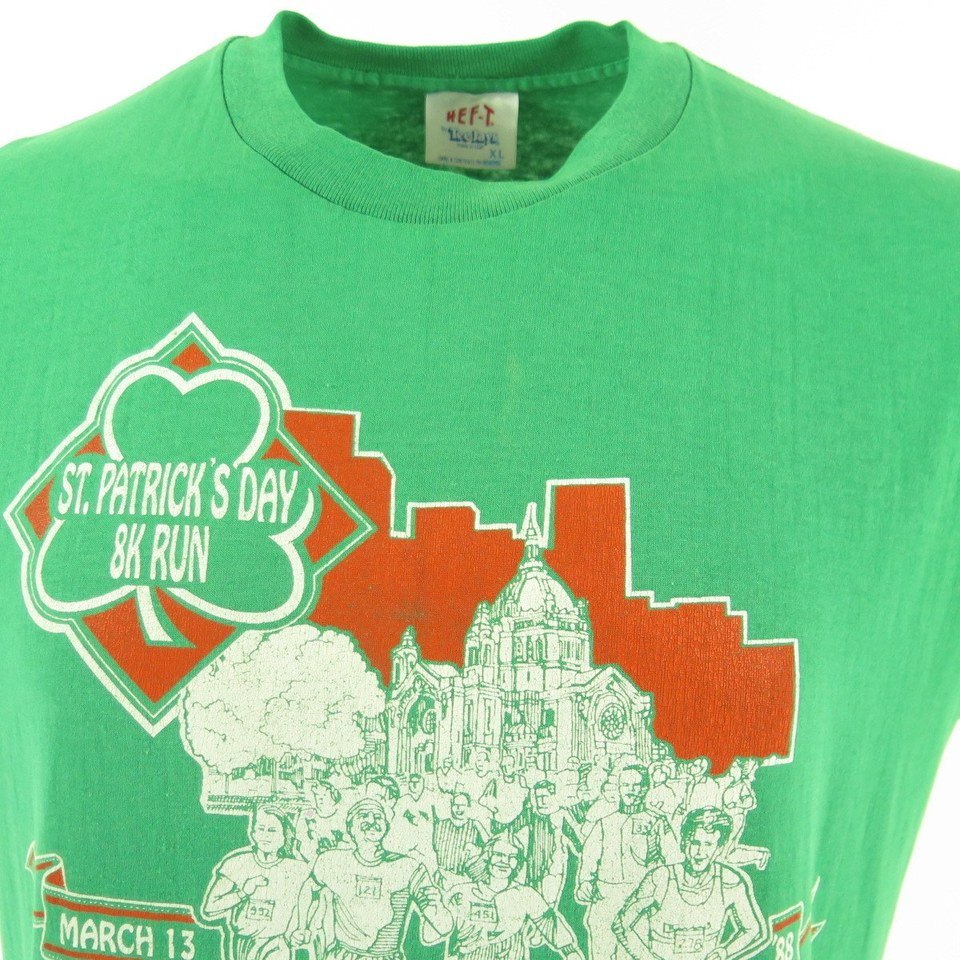 Vintage 80s ST Patricks Day Marathon T-shirt Mens XL Green Clover 50/50 Tee  Jays | The Clothing Vault