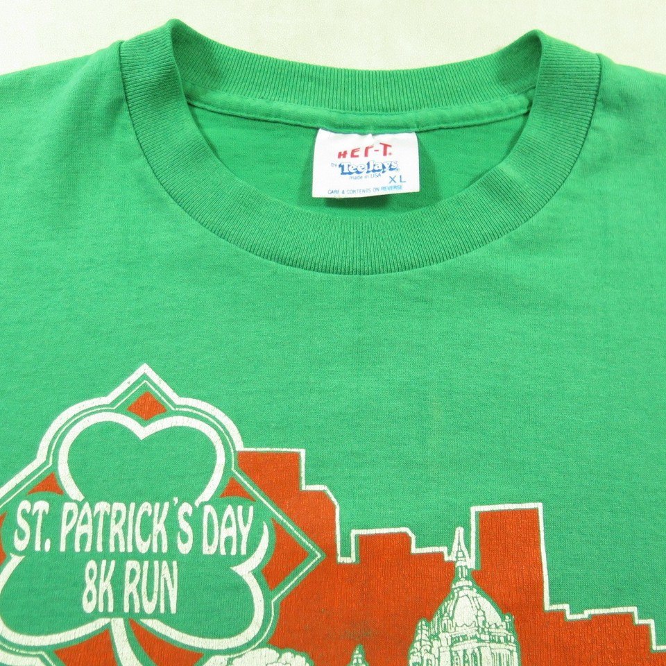 Vintage 80s ST Patricks Day Marathon T-shirt Mens XL Green Clover 50/50 Tee  Jays | The Clothing Vault