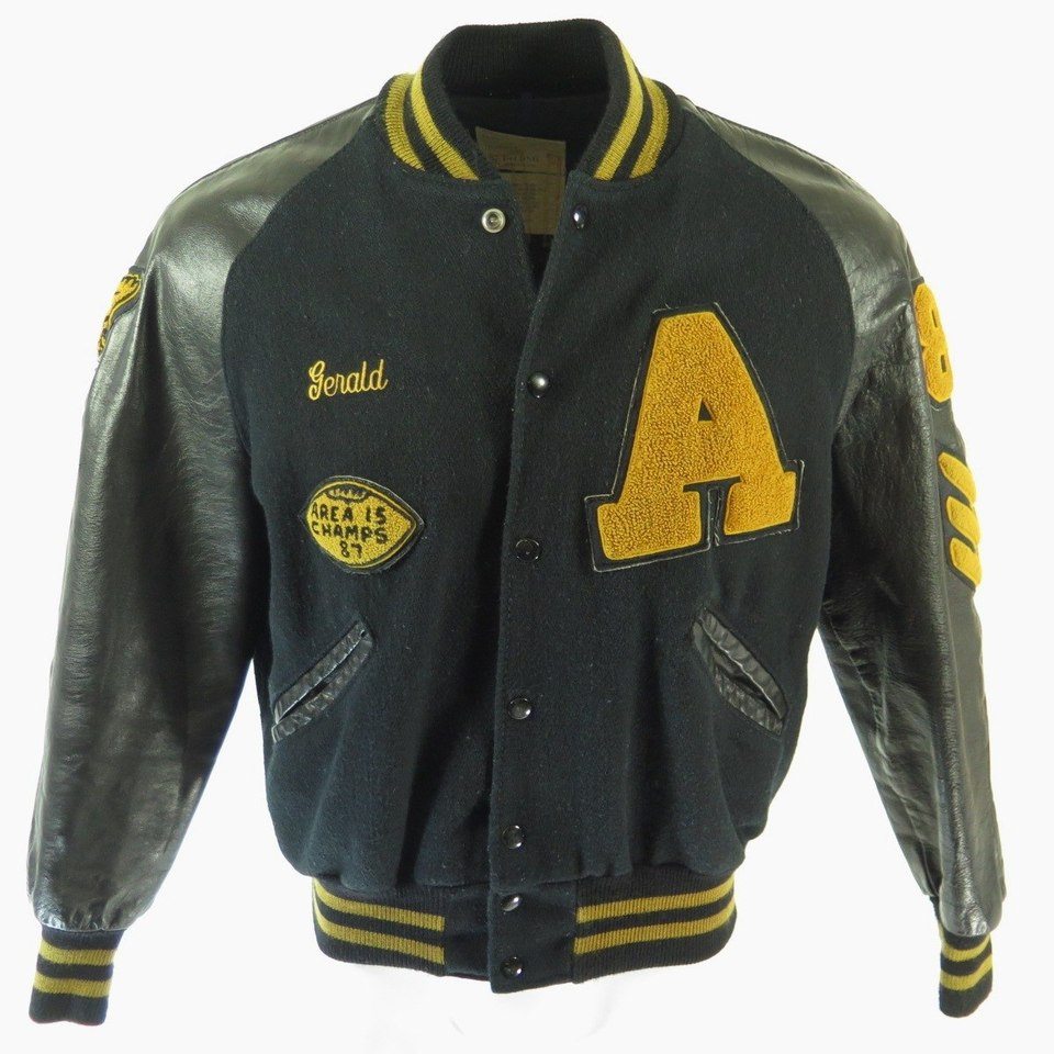 Vintage 80s Varsity Jacket L Letterman Athens High Chenille Patches Leather  Wool | The Clothing Vault