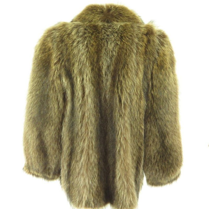 Vintage 70s Real Raccoon Fur Coat Jacket Womens M Dasco Clasp Plush ...