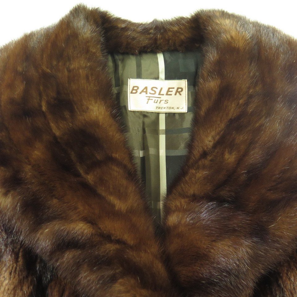 Vintage 70s Real Mink Fur Jacket Coat Womens 12 Deadstock New Nos Brown ...