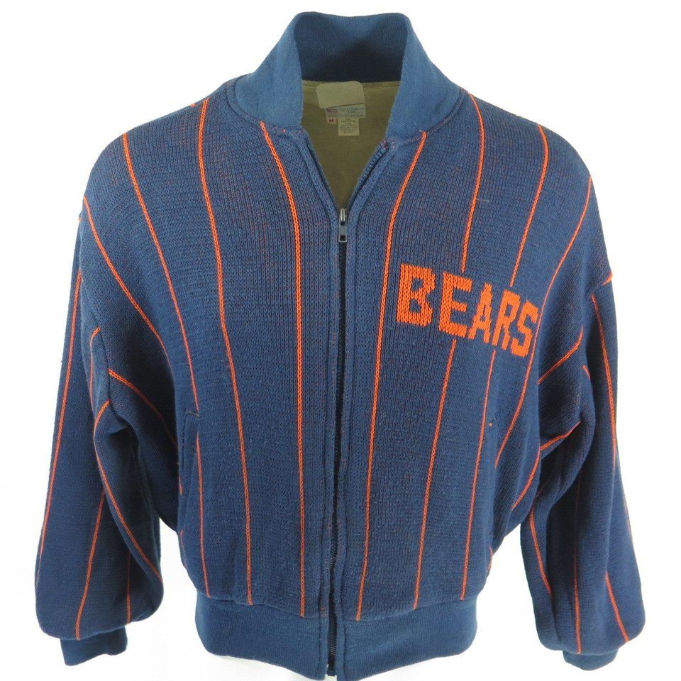 Vintage 80s Chicago Bears Sweater Jacket Mens M Cliff Engle NFL