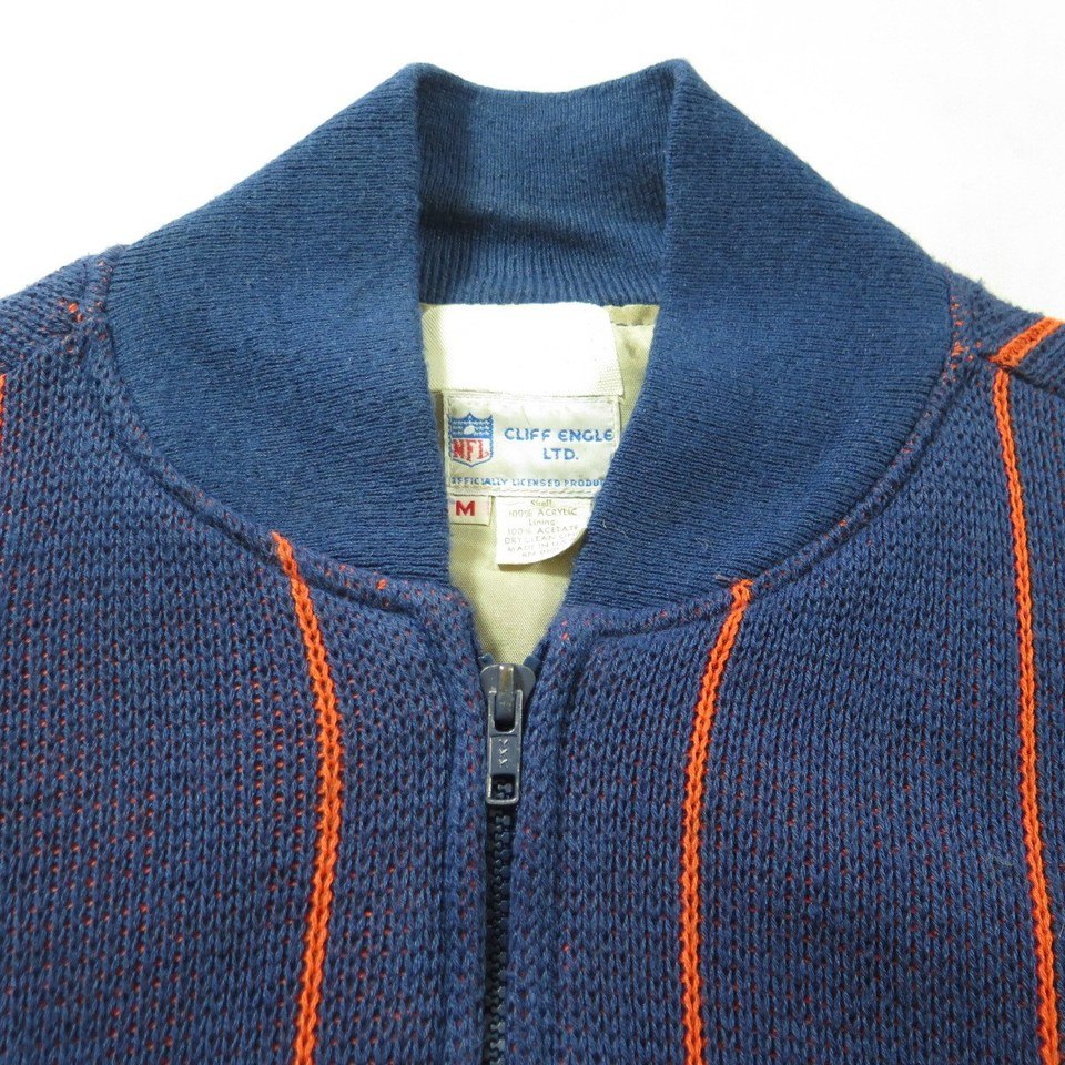 Vintage 80s Chicago Bears Sweater Jacket Mens M Cliff Engle NFL ...