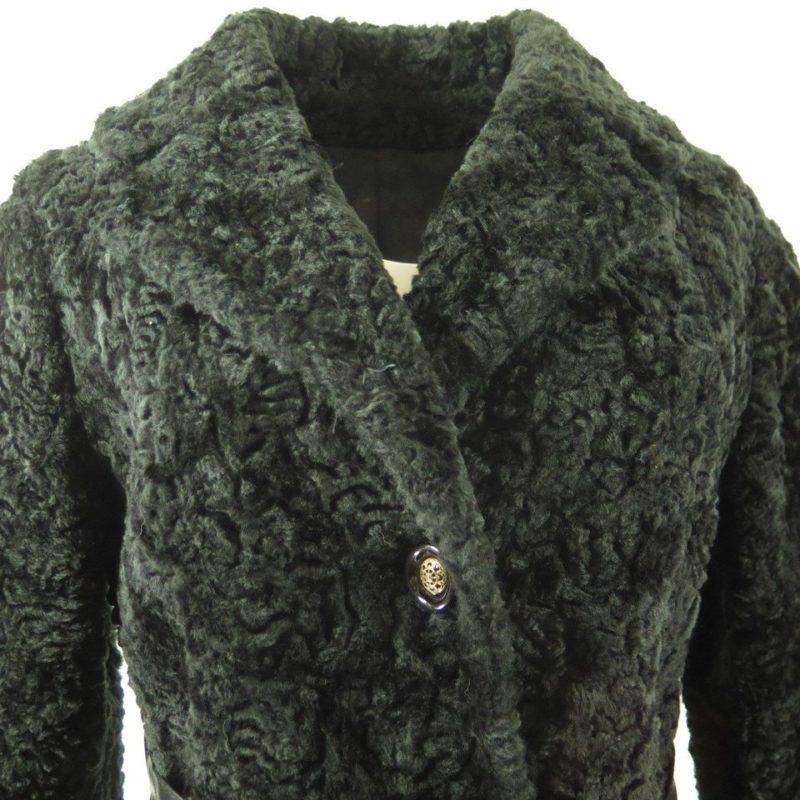 Vintage Real Curly Shearling Fur Coat Overcoat 12 or Large Deadstock