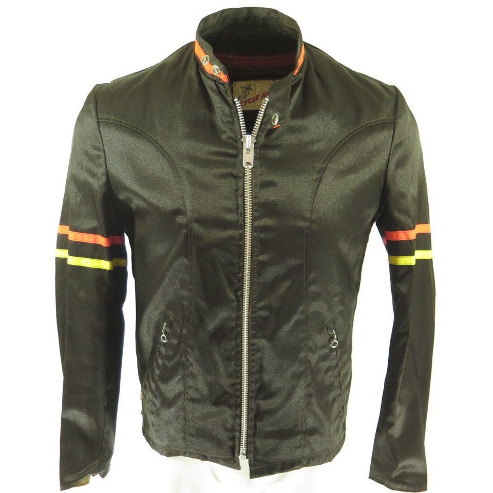 Vintage 70s Cycle Rider Jacket Mens M Biker Motorcycle Black