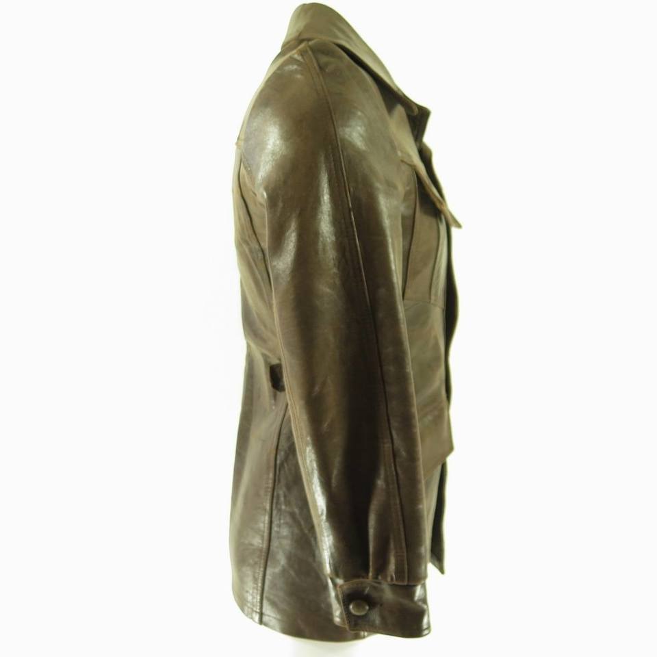 Vintage 70s Leather Jacket Mens 38 Europa Silton Waist Straps Fully ...