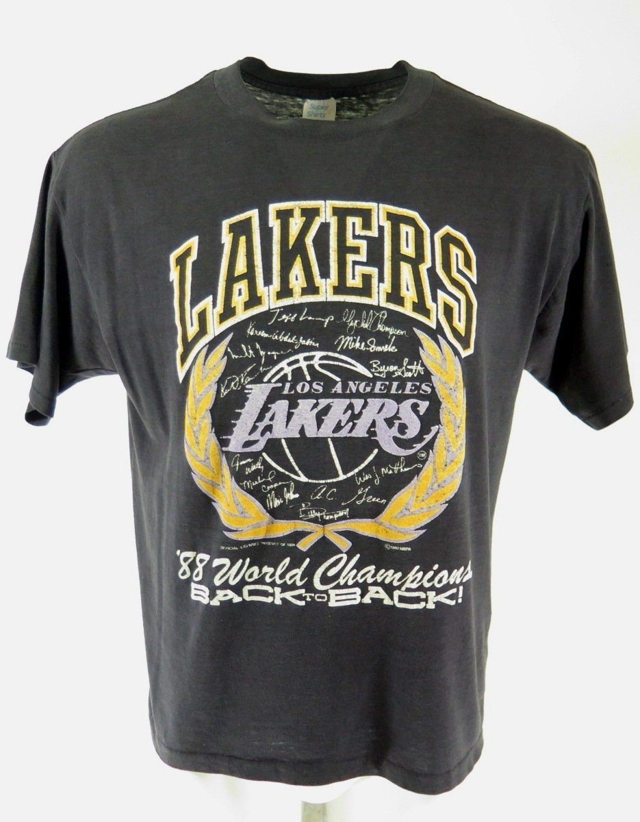Vintage 80s Los Angeles Lakers T-shirt Mens XL 88 World Champions 50/50 NBA