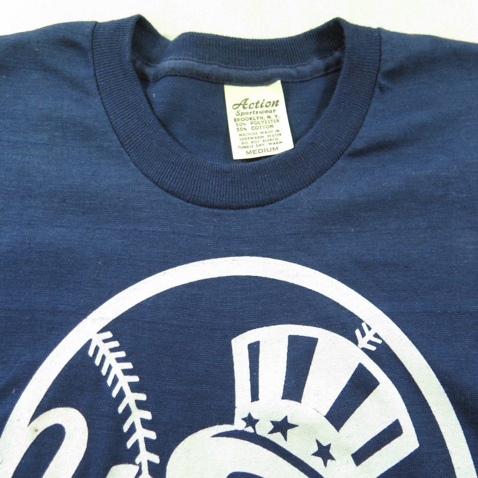 Vintage 1992 New York Yankees MLB T-shirt Salem double sided Size L - Blue