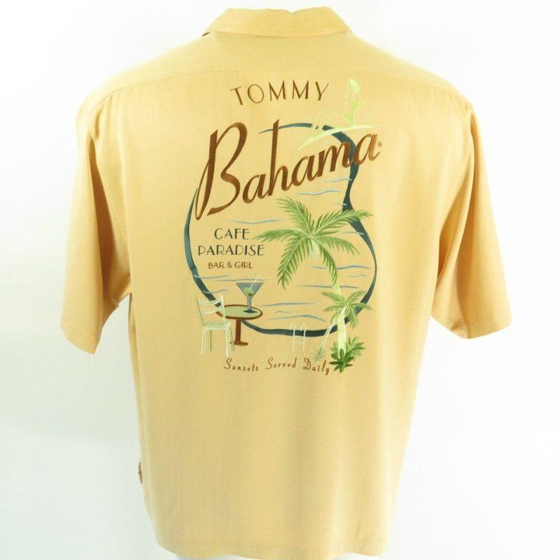 Tommy Bahama Shirt Mens L Hawaiian Silk Cafe Paradise Embroidered | The ...