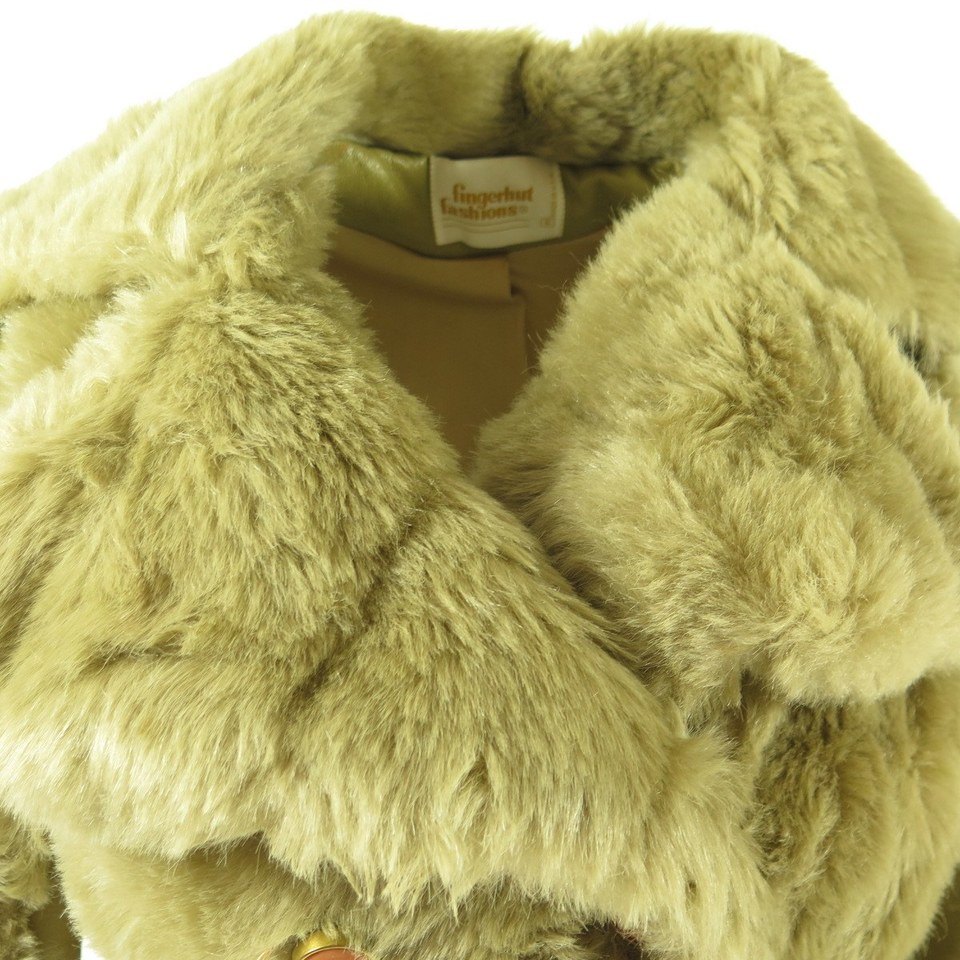 Vintage 70s Faux Fur Leather Coat Womens 8 or Medium Deadstock Beige Nos |  The Clothing Vault