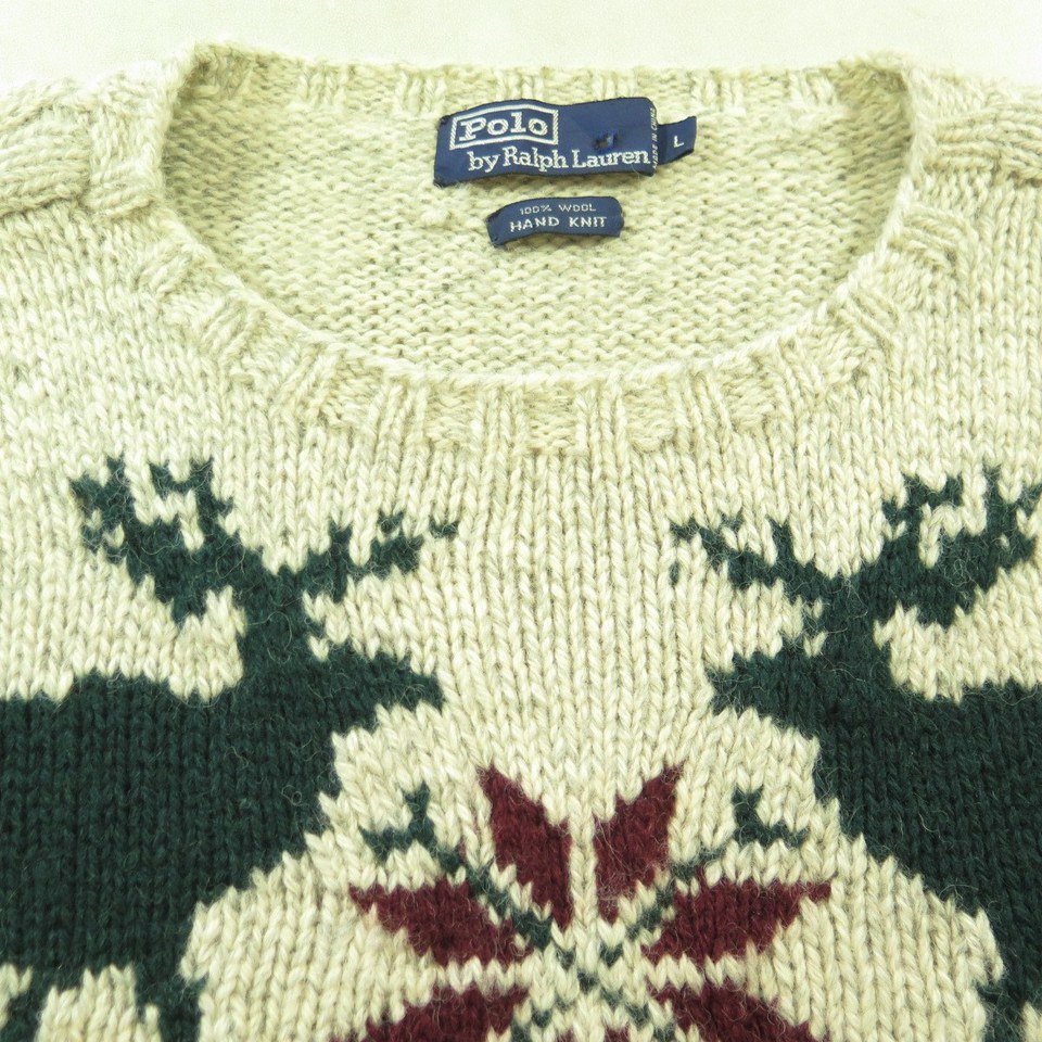 Polo Ralph Lauren Sweater Mens L Wool Reindeer Snowflake | The Clothing ...