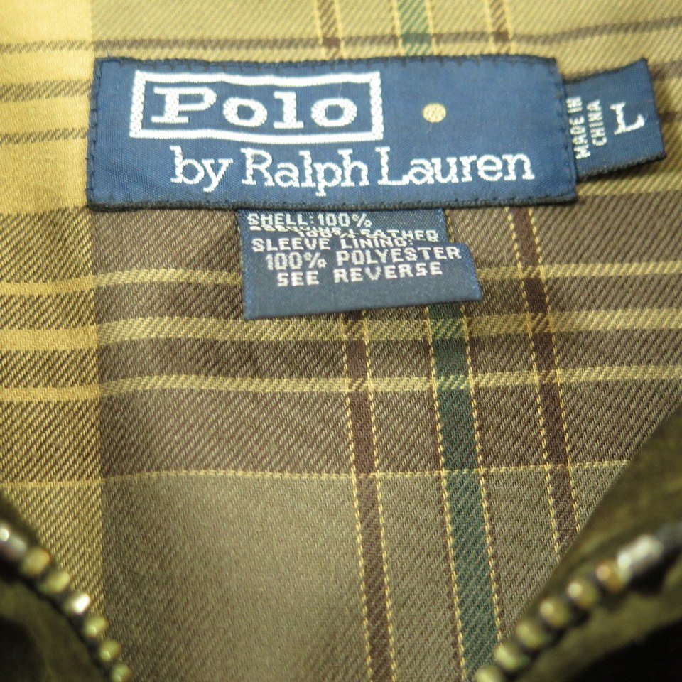 Polo Ralph Lauren Suede Jacket Mens XL Green Leather Fully Lined Waist ...