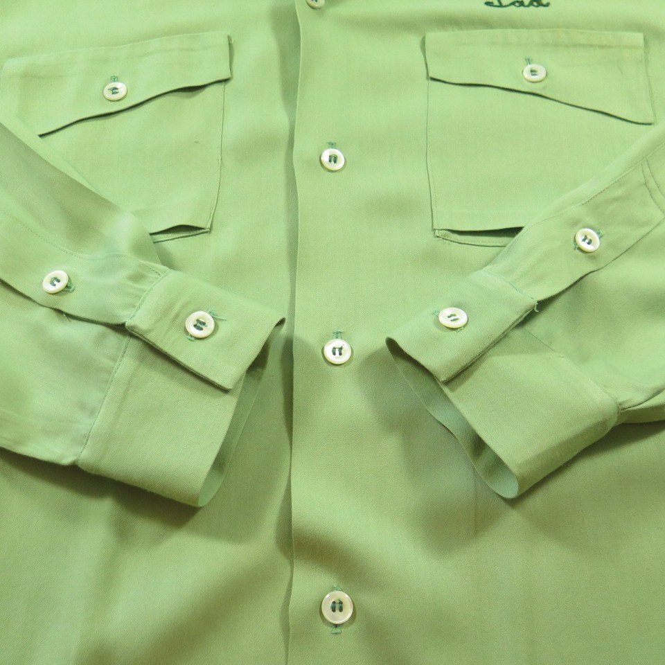 Vintage 50s Rockabilly Camp Shirt XL Gabardine Ingersoll Chain Stitch ...