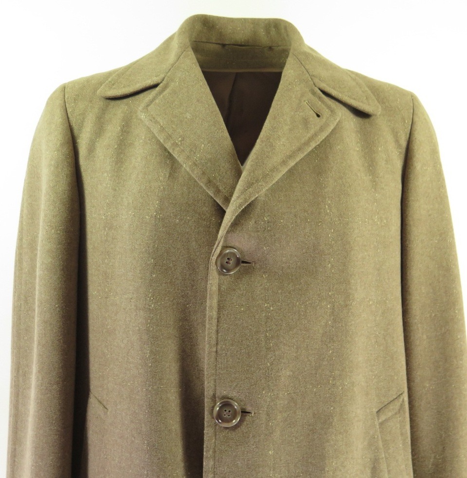 Vintage 50s Nubby Fleck Overcoat Coat 42 Medium Wool Brown Union Made ...