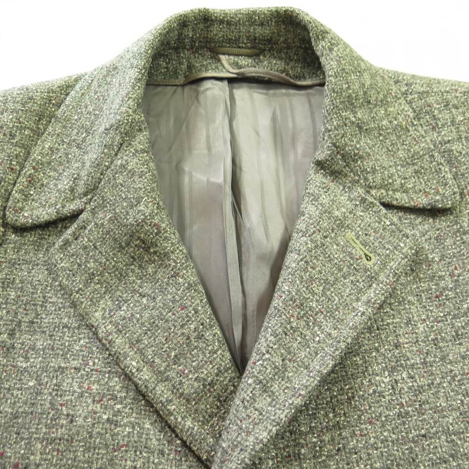 Vintage 50s Wool Nubby Fleck Overcoat Coat 44 Large Gray Wool Mid ...